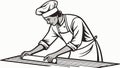 Chef Rolling Dough Professionally, Culinary Preparation Vector, vector design Generative AI Royalty Free Stock Photo