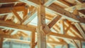 Precisely Positioned Timber Beams Create a Strong Architectural Framework at a Busy Construction Site The Beams Interlock