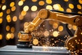 Precision and accuracy robotic arm performing delicate task with blurred bokeh background