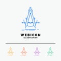 Precision, accure, geometry, compass, measurement 5 Color Line Web Icon Template isolated on white. Vector illustration