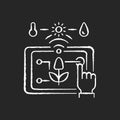 Precision agriculture chalk white icon on black background