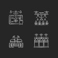 Precision agriculture RGB chalk white icons set on black background