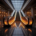 Precision capture Detail shot reveals escalator in contemporary building or subway station