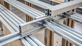 Precision Ceiling Support Structure Assembly CProfiles and Connectors for Plasterboard Installation Royalty Free Stock Photo