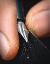 Precision Cleaning of a Fountain Pen Nib Royalty Free Stock Photo