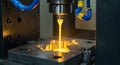 Molten Metal Pouring into Industrial Mold, Precision Casting Process Royalty Free Stock Photo