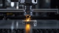Precision 3D printing process with metal component under construction Royalty Free Stock Photo