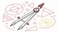 Drawing compass for drafting and geometry themes vector design Generative AI Royalty Free Stock Photo