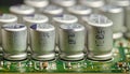 Precision Electronics - Capacitors on a Circuit Board Royalty Free Stock Photo