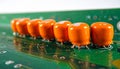 Precision Electronics - Capacitors on a Circuit Board Royalty Free Stock Photo