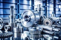 Precision engineered components a collection of industrial machine parts reflecting high-quality manufacturing. Generative AI Royalty Free Stock Photo