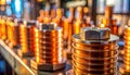 Precision Engineered Copper Coils in a Factory Setting Royalty Free Stock Photo
