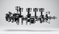 Precision Engineered Crankshaft and Pistons Assembly Royalty Free Stock Photo