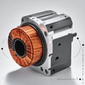 Precision Engineered Electric Motor with Copper Coil Royalty Free Stock Photo