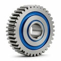 Precision engineered metal gear with blue ring Royalty Free Stock Photo