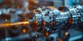 Precision engineering in action as expert operates lathe machine with advanced technology. Concept