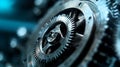 Precision Engineering Close-Up Of Interlocking Gears And Machinery Components In Motion. Royalty Free Stock Photo