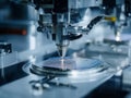 Precision Engineering in Semiconductor Fabrication with Automated Laser Technology for Microchip Production Royalty Free Stock Photo