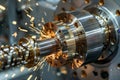 Precision Engineering with Sparks Flying from Metalworking Lathe