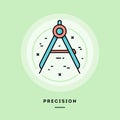 Precision, flat design thin line banner. Vector illustration. Royalty Free Stock Photo