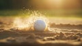 Precision Golf Ball Shot in Ultra HD Style Amidst Dusty Piles - Sports Photography.