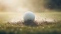 Precision Golf Ball Shot in Ultra HD Style Amidst Dusty Piles - Sports Photography.