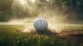Precision Golf Ball Shot in Ultra HD Style Amidst Dusty Piles - Sports Photography.