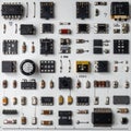 Precision Grid of Electronic Components Flat Lay Royalty Free Stock Photo