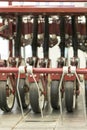 Precision inline seeder. A row seeder. Seed drill. Fragment. Royalty Free Stock Photo