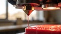 Precision and innovation, a 3D printer crafting a red object with accuracy and advanced technology Royalty Free Stock Photo
