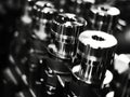 Precision Machine Parts in Black and White Royalty Free Stock Photo