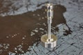 Precision Machined Component on Weathered Industrial Surface