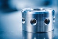 Precision-machined metal component with multiple threaded holes Royalty Free Stock Photo