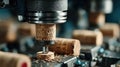 Precision Machinery for Cork Processing in Industrial Setting Royalty Free Stock Photo