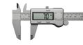 Digital caliper measuring a dimension against a white background Royalty Free Stock Photo