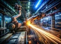 Precision Metal Fabrication Capturing the Dynamic Welding Process in an Industrial Setting Royalty Free Stock Photo