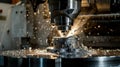 Precision Metalworking with CNC Milling Machine and Flying Shavings