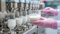 Precision milk quality testing in laboratory setting with automated equipment Royalty Free Stock Photo