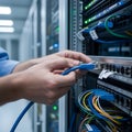 Precision Network Cabling in Data Center for Robust IT Infrastructure Management Royalty Free Stock Photo
