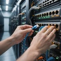 Precision Network Cabling in Data Center for Robust IT Infrastructure Management Royalty Free Stock Photo