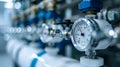 Precision Oxygen Gauge and Flowmeter Installed on White Cylinder