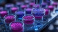 Precision Pipetting in Biotech Laboratory: Colorful Samples Analysis