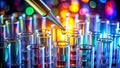 Precision Pipetting A Glowing Fluid Injection in a Modern Research Lab HighTech Macro Photography