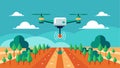 A precision planting drone navigating through a field while avoiding obstacles and adjusting planting patterns Royalty Free Stock Photo