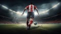 Football Player Delivers Corner Kick into Opponent\'s Penalty Area Royalty Free Stock Photo