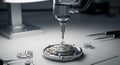 Precision Robotic Arm Assembling Intricate Watch Movement Components Royalty Free Stock Photo