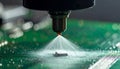 Precision Robotic Spray Coating on Circuit Board Royalty Free Stock Photo
