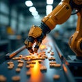 Precision Robotics: Close-Up of a Robotic Arm Assembling Components in an Industrial Setting