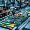 Precision Robotics in Electronic Manufacturing with Circuit Board Assembly Royalty Free Stock Photo