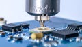 Precision Robotics in Microchip Manufacturing Royalty Free Stock Photo